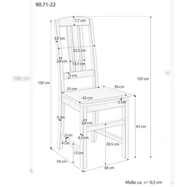 Erst-Holz Küchenstuhl Massivholzstuhl Esszimmerstuhl Kiefer Stühle 90.71-22-D