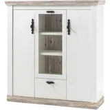 Lomadox Highboard 140 x 146 x 44 cm Pinie Weiß