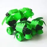 LIUXIUER Verstellbare Rollschuhe, Zweirädrige Zweireihige Allrad-Rollschuhe Für Kinder (4 Farben),Grün