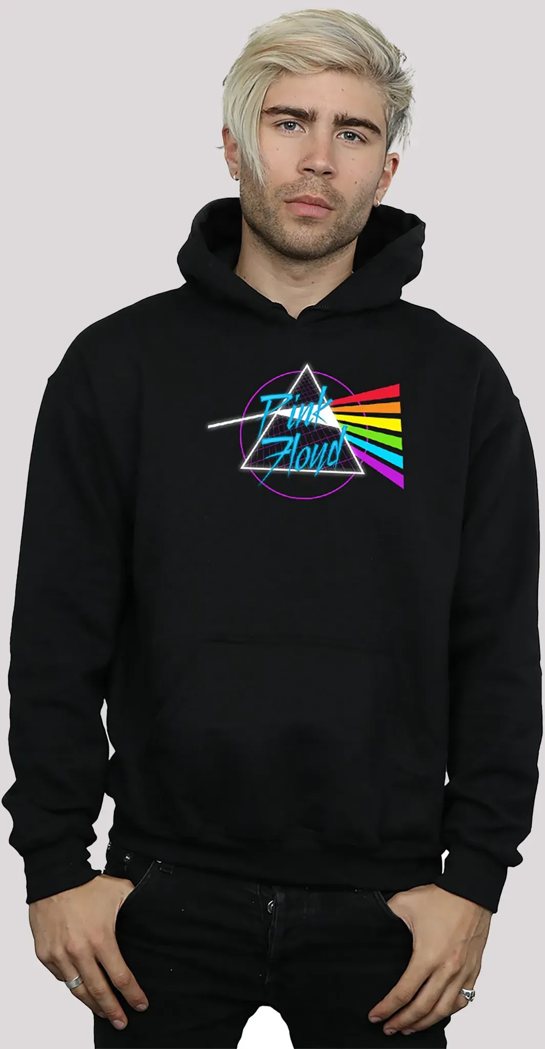 Sweatshirt F4NT4STIC "Pink Floyd Neon Dark Side - Premium Rock Metal Musik Fan Merch" Gr. S, schwarz Herren Sweatshirts Herren,Premium Merch,Slim-Fit,Kapuzenpullover,Bandshirt
