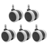 Wagner Drehstuhlrollen/Bürostuhlrollen 5tlg. DESIGN SOFT - 60 mm, Bauhöhe 65 mm, intervallgebremst, Steckstift 11 x 20 mm, Tragkraft 50 kg/Rolle - Made in Germany - 02007661