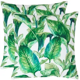 Homescapes Outdoor-Kissen, Grün, Textil, Floral, Quadratisch, 45x45 cm,