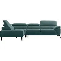 Nicoletti Home Ecksofa, Breite 287 cm, verstellbare Kopfstütze, Ottomane links oder rechts blau