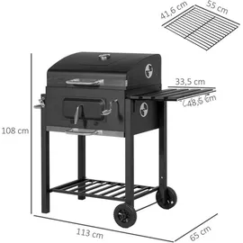 Outsunny Grillwagen Holzkohlegrill schwarz