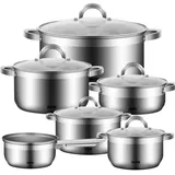 dms germany DMS 11-teiliges Topfset Edelstahl Induktion beschichtet Kochset Kochgeschirr Küchenset pflegeleicht Stielkasserolle Glas Deckel TSE2011C @@