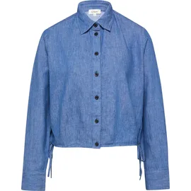 s.Oliver Blusenshirt aus Leinenmix mit Schleifendetail - blau - 40