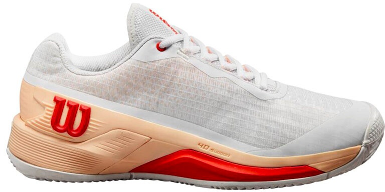 Damen Tennisschuhe Wilson Rush Pro 4.0 W Clay White/Peach Parfait  EUR 38 2/3 - Weiß,orange