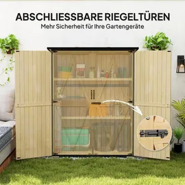 Outsunny Gartenschrank, Geräteschuppen aus Holz, Wetterfest Geräteschrank