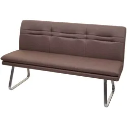 Sitzbank MCW-H70, Esszimmerbank Bank Polsterbank, Rückenlehne Stoff/Textil Edelstahl gebürstet ~ braun 160cm