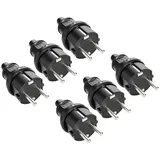 Absina Schutzkontaktstecker, schwarz, 6 Stück