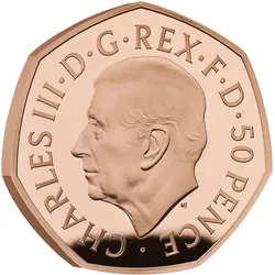 Erste britische 50 Pence-Goldmünze mit Münzporträt von König Charles III.