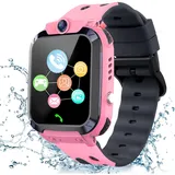 Smartwatch Kinder, Kinder Smartwatch mit GPS mit SIM, Smart Watch Kinder Wasserdichte Anruf mit Sprachchat Voice Chat Telefon Kinderuhr SOS Spiel Kamera Musik, Geschenk für Junge Mädchen Studenten