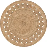 Gifiie Rund Jute Teppich, handgefertigter Naturjute Teppich, 100% Naturfaser de Jute, ökologischer und reversibler Jute Teppich für Wohnkultur aus Indien. (Natur, 90x90cm)