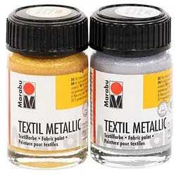Marabu Stoffmalfarben-Set "Metallic", 2x 15 ml