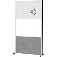 Maul Akustik-Trennwand MAULconnecto 9655395, dunkelgrau, hellgrau, weiß 100,0 x 182,0 cm mit Rollen, 1 St.