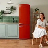 Cecotec - Roter Retro-Kombi-Gefrierschrank, 190 cm hoch und 60 cm breit, Fassungsvermögen 294 l, total no frost, Energieklasse e, Multi Cooling,
