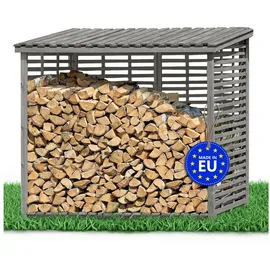Gartenpirat Kaminholzregal XXL Holz 237 x 114 x 203 cm grau