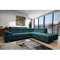 99rooms Canzone Ecksofa Rechts Strukturstoff Dunkeltürkis