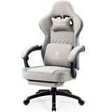 Dowinx Gaming-Stuhl Stoff-Massage-Gaming-Stuhl mit Fußstütze, ergonomisches Design, Gamer-Stuhl, maximale Belastbarkeit 160kg, Grau grau