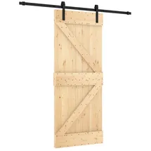 vidaXL Schiebetür rechts 85 x 210 cm Braun/Schwarz