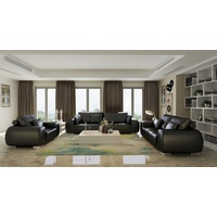 JVmoebel Sofa Sofagarnitur Ledersofa Couch Design Modern Sofa 3+1+1 Sitzer Sofas, Made in Europe schwarz