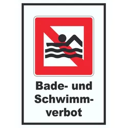 Schwimmen und Baden verboten Symbol und Text A5 (148x210mm)