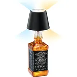 ledscom.de LED Tischlampe, Flaschenlampe FLAAK mit Akku + Touchschalter, 3 Lichtfarben, dimmbar, schwarz, IP44