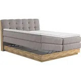 Home Affaire Boxspringbett HOME AFFAIRE "Naome", grau (stone), B:201cm L:217cm, 100% Polyester, Komplettbetten, Boxspringbett, Boxspringbett, Inklusive Topper