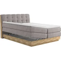 Home Affaire Boxspringbett HOME AFFAIRE "Naome", grau (stone), B:201cm L:217cm, 100% Polyester, Komplettbetten, Boxspringbett, Boxspringbett, Inklusive Topper
