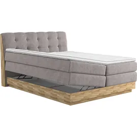 Home Affaire Boxspringbett HOME AFFAIRE "Naome", grau (stone), B:201cm L:217cm, 100% Polyester, Komplettbetten, Boxspringbett, Boxspringbett, Inklusive Topper