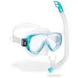 Cressi Ondina + Top Snorkel Combo - Kinder Schnorchelset - Clear/Aquamarine - STK