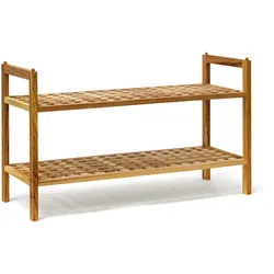 Relaxdays Schuhregal stapelbar, HxBxT:40,5x69x26cm, 2 Ablagen für 6 Paar, Holz, Schrank aus Nuss, natur braun