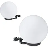 H4L Kugelleuchten 2er Set 20/30cm weiß E27 inkl. 3m Anschlußkabel Kugellampen Terrassenleuchte - Weiß