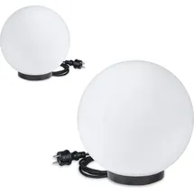 H4L Kugelleuchten 2er Set 20/30cm weiß E27 inkl. 3m Anschlußkabel Kugellampen Terrassenleuchte - Weiß