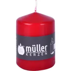 Müller Kerzen Stumpenkerze, karminrot 2010815791 , 1 Packung = 6 Stück, (Ø x H): 57 x 80 mm