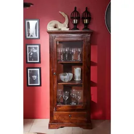 Massivmoebel24 Vitrine Akazie 72 x 40 x 155 cm Braun