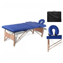 vidaXL Massageliege Klappbar 2-Zonen mit Holzgestell Blau