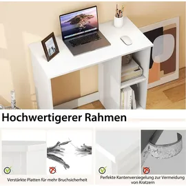 Costway Schreibtisch, Computertisch mit 2 Fächern, PC-Tisch, Bürotisch für kleine Räume, weiß, 80 x 40 x 74 cm - Weiß