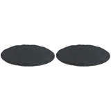 Novaliv 2x Schieferplatten I rund I 33x0,5 cm I Schiefer Platten Schieferteller Servierteller Servierplatten Schiefer Teller Set