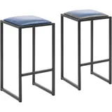 Royal Catering Royal Catering, Barhocker, Barhocker 2er-Set Metall Kunstlederpolster Schwarz/Blau Barstuhl outdoor
