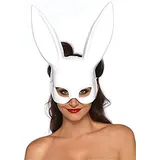 Ulalaza Frauen Hasenmaske Kostüm Schwarzes Kaninchen Halbmaske für Halloween Ostern Maskerade Zubehör