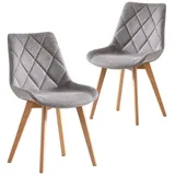B&D home 4-Fußstuhl TANIA (2er Set, 2 St), gepolstert, Massivholz Buche, geölt grau