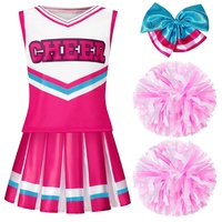 Spooktacular Creations Girl Pink Cheerleader Kostüm, Halloween Cute Cheer Uniform Outfit mit Zubehör für Halloween High School Cheerleader Dress Up Kostüm (pink, Large (10-12 yrs))