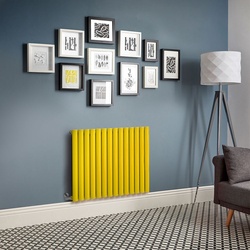 Design Heizkörper Gelb (Dandelion Yellow) elektrisch, horizontal, H 635mm, - Breite, Thermostat & Kabelabdeckung wählbar - Revive