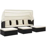vidaXL Polyrattan Sonnenbett wasserabweisend schwarz