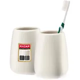 Kadax Badezimmerbecher, Zahnputzbecher aus Keramik, Weiß, 2 Stück)