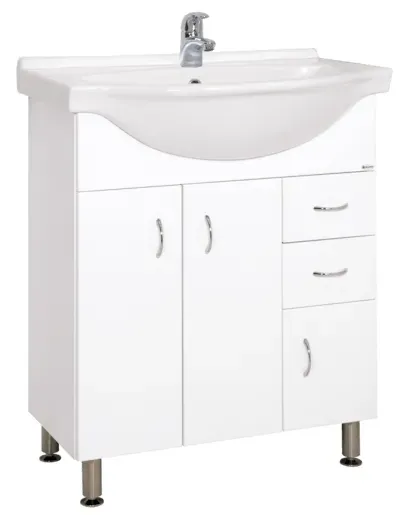 Keramia Pro Badezimmerschrank mit Waschbecken 70,5x85x50,5 cm weiß glanz PRO70DV