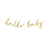 partydeco Wimpelkette, Girlande Banner Hello Baby 18x70cm gold goldfarben