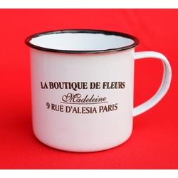 Ambiente Haus Tasse Emaille Tasse 51222 Paris 350 ml Becher Email Kaffeebecher Kaffeetasse Teetasse