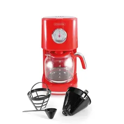 Kaffeemaschine im Retro-Stil mit wiederverwendbarem Nylonfilter Retro Coffee Red Kitchencook